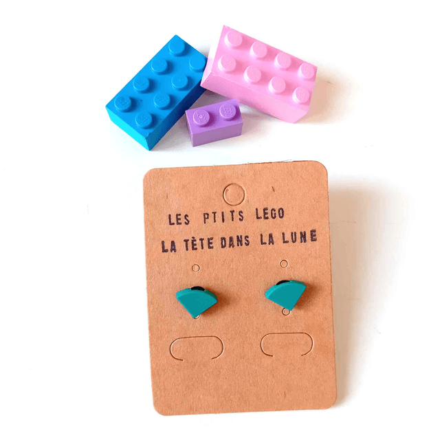 Puces "Les P'tits Lego" - Turquoise - Pièces Artisanales