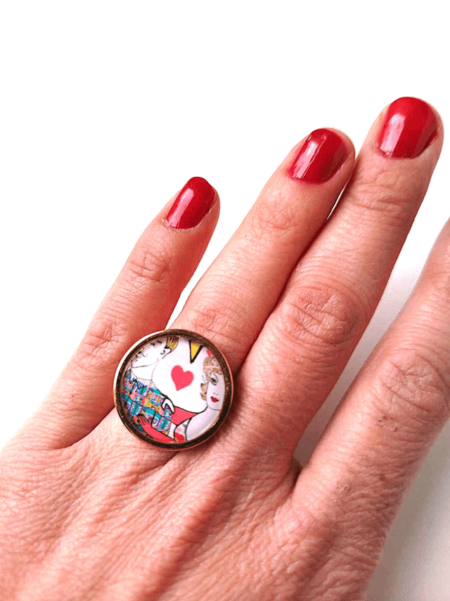 Bague Upcyclée Carte de Tarot Recyclée - Amoureux