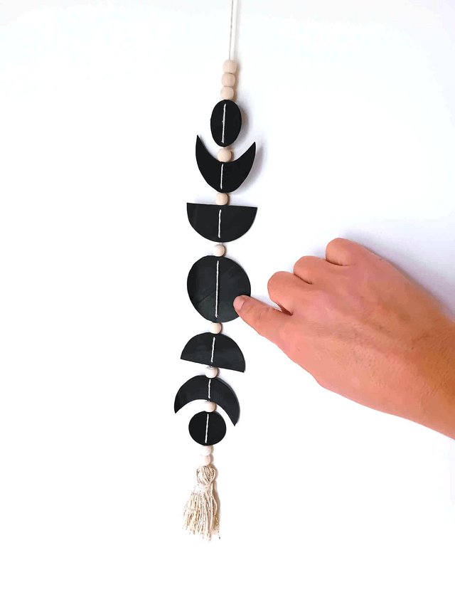 Suspension Murale Bohème Phases Lunaires en Chambre à Air - Pièce Unique 