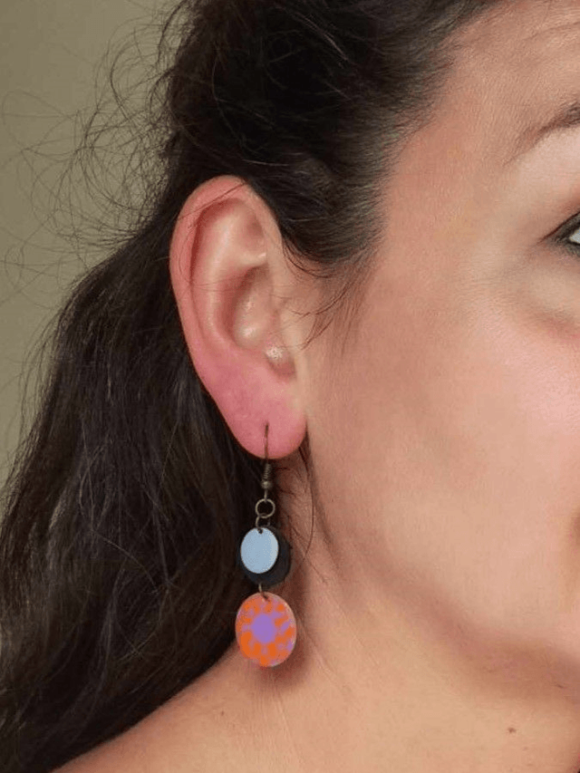 Boucles d'Oreilles Upcyclées en Chambre à air Recyclée - Solaires 