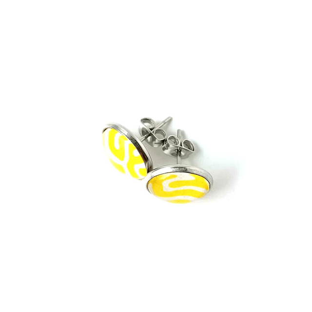 Puces d'oreilles en PAPIER recyclé - Jaune - Pièces Artisanales et Uniques  
