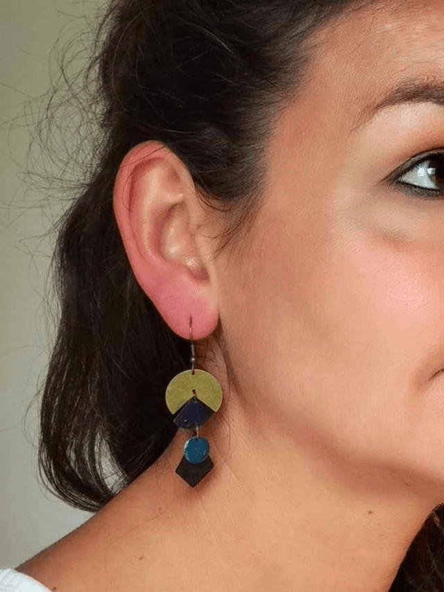 Boucles d'Oreilles Upcyclées en Chambre à air recyclée - Géométriques Ethniques