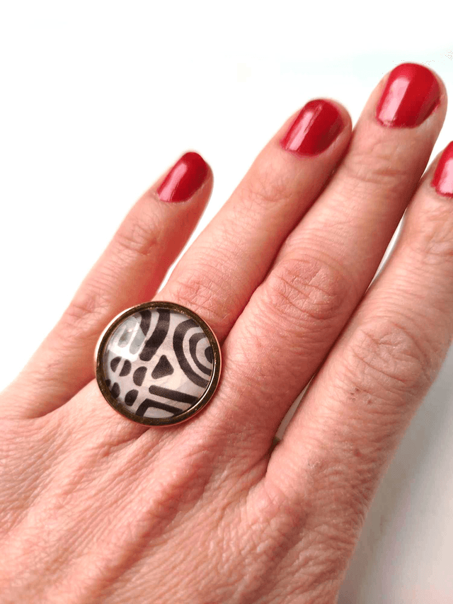 Bague Upcyclée  Papier Recyclé - Géométrique
