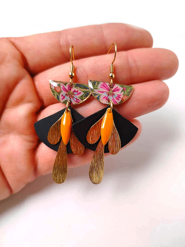 Boucles d'oreilles Upcyclées en Chambre à Air et Papier Recyclés - Bohèmes
