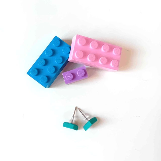 Puces "Les P'tits Lego" - Turquoise - Pièces Artisanales