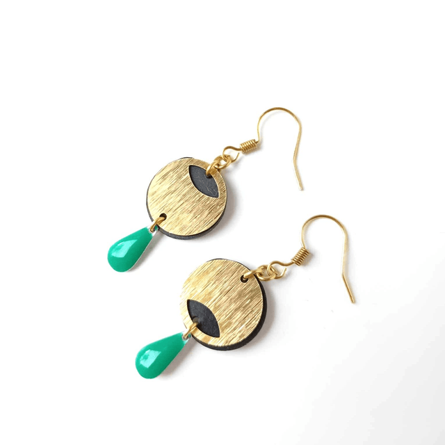 Boucles d'Oreilles Upcyclées en Chambre à air Recyclée - Géométriques