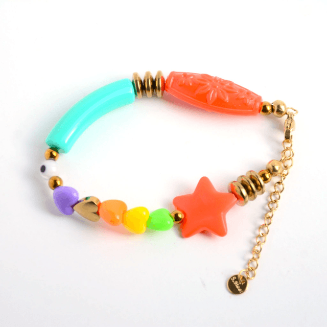 Bracelet 90's Flashy éco-responsable - PERLES vintage RECYCLÉES années 90 - Multicolore - Pièce Unique