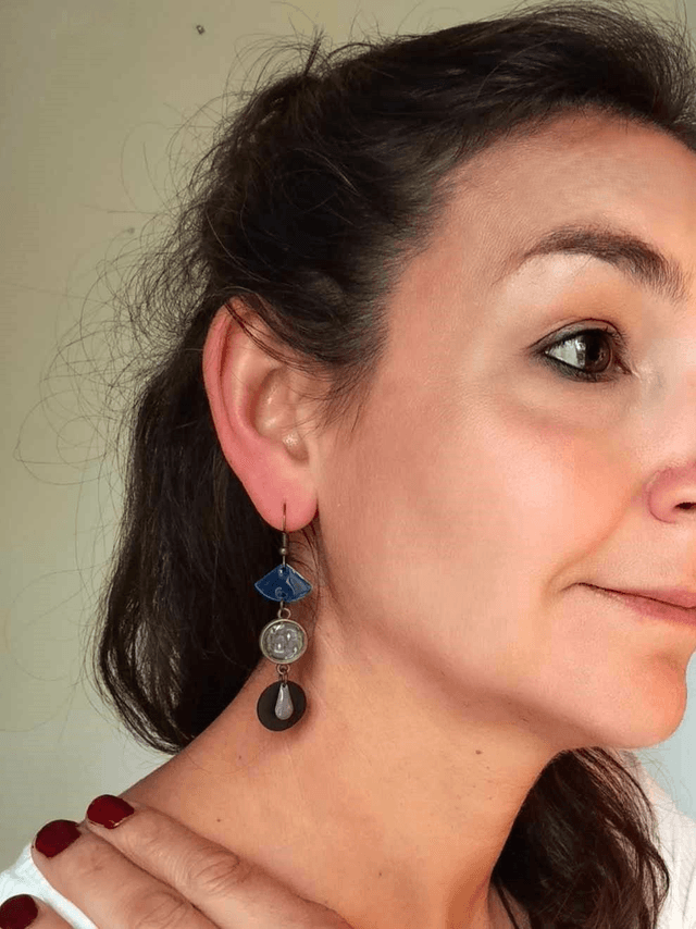 Boucles d'Oreilles Upcyclées en Chambre à Air & Papier Recyclés - Ethniques