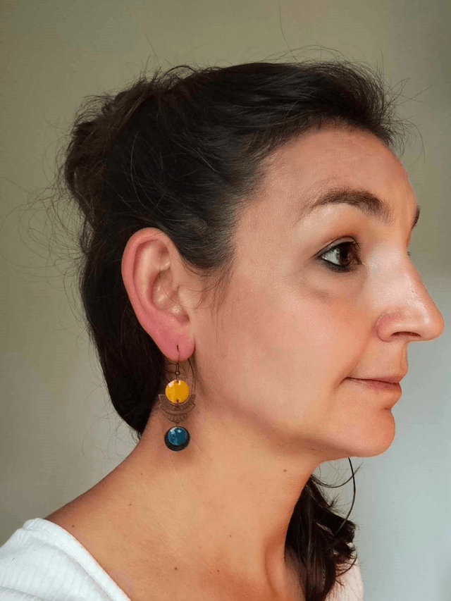 Boucles d'Oreilles Upcyclées en Chambre à air Recyclée - Aztèques 