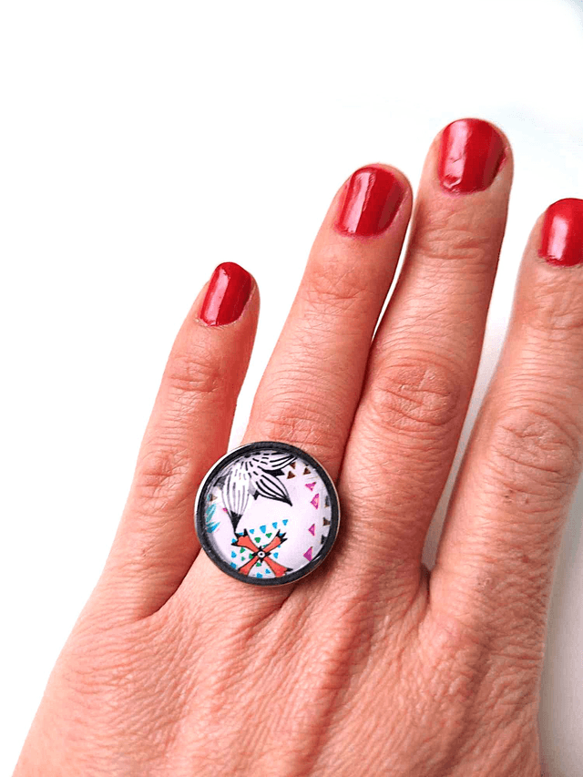 Bague Upcyclée Carte de Tarot Recyclée - Croix