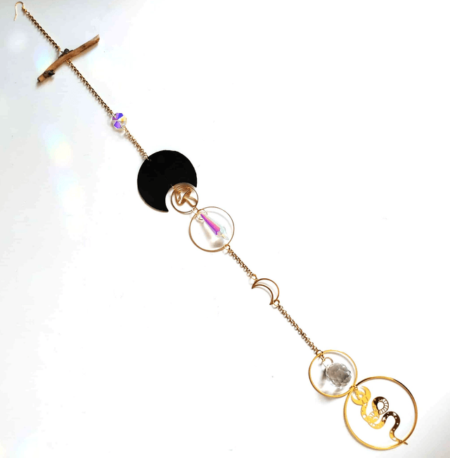 Attrape Soleil d'intérieur Upcyclé, Double prisme - ETERNEL - Chambre à Air Valorisée & Perles Recyclées - Pièce Unique   (1)