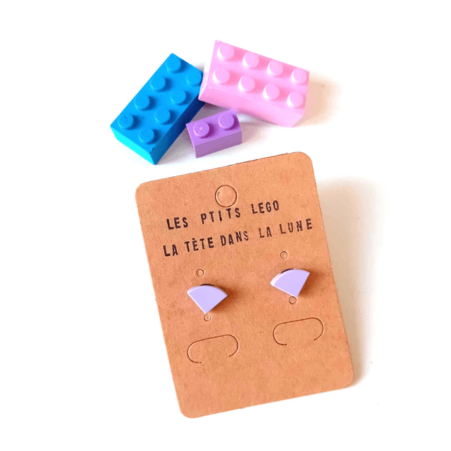 Puces "Les P'tits Lego" - Lilas pastel - Pièces Artisanales
