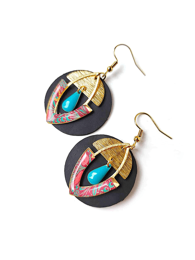 Boucles d'oreilles Upcyclées en Chambre à Air et Papier Recyclés - Bohèmes 
