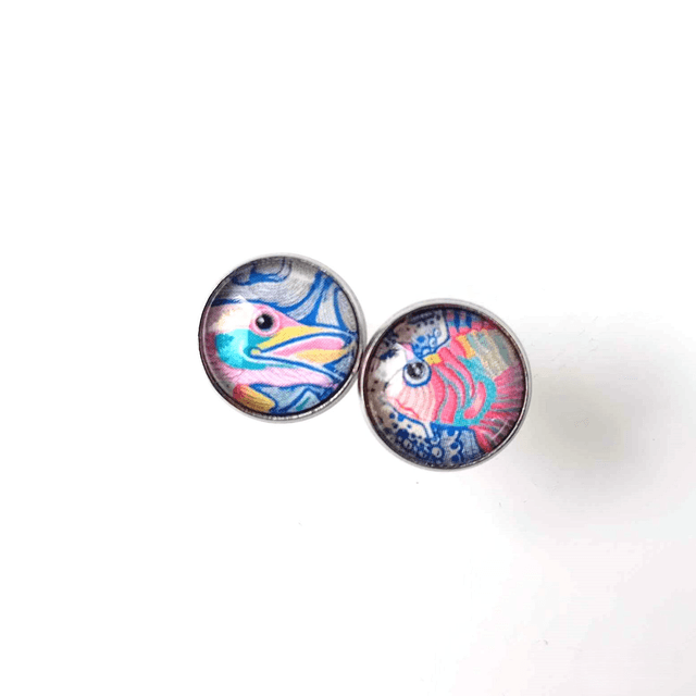 Puces d'oreilles en PAPIER recyclé - Poissons - Pièces Artisanales et Uniques 