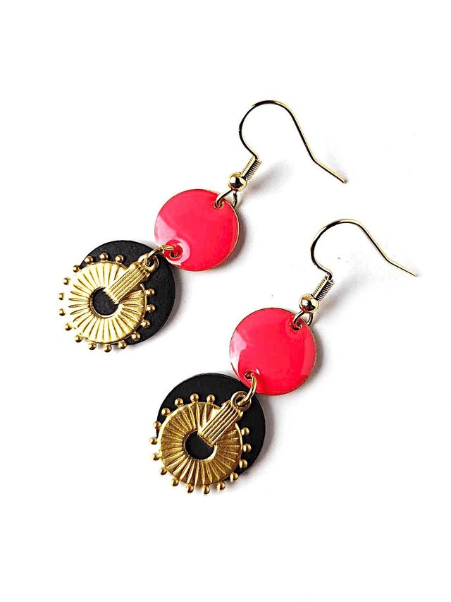 Boucles d'Oreilles Asymétriques Upcyclées  en Chambre à air Recyclée - Ethniques