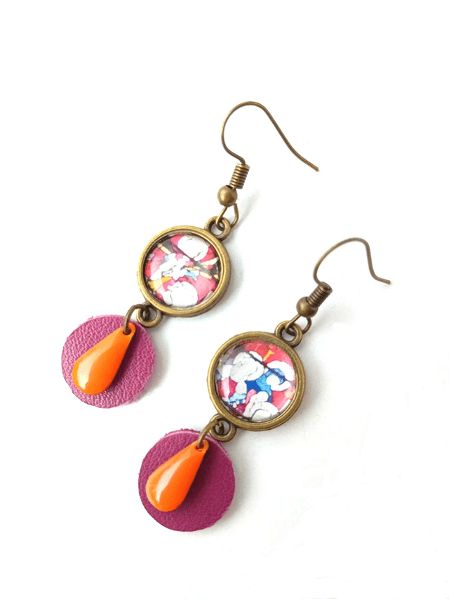 BO Médiévales Cabochon Vitraux - CUIR et PAPIER RECYCLÉS - Pièces Artisanales et Uniques 