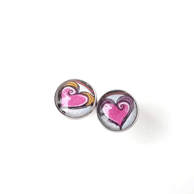 Puces d'oreilles en PAPIER recyclé - Coeur - Pièces Artisanales et Uniques 