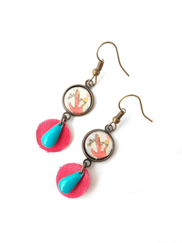 BO Médiévales Cabochon Tapisserie Vigneron- CUIR et PAPIER RECYCLÉS - Pièces Artisanales et Uniques