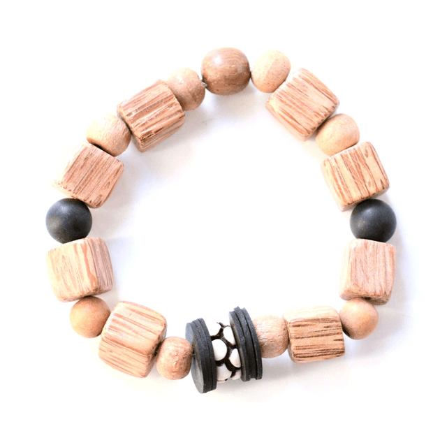 Bracelet Unisexe éco-responsable PERLES et CHAMBRE à AIR RECYCLÉES - Pièce Unique 