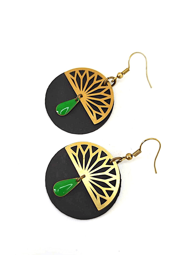 Boucles d'Oreilles Asymétriques Upcyclées  en Chambre à air Recyclée - Mozaïques