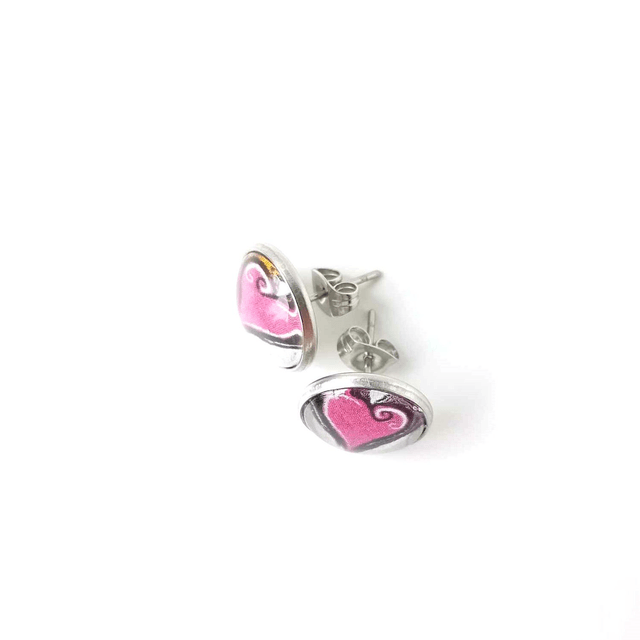 Puces d'oreilles en PAPIER recyclé - Coeur - Pièces Artisanales et Uniques 