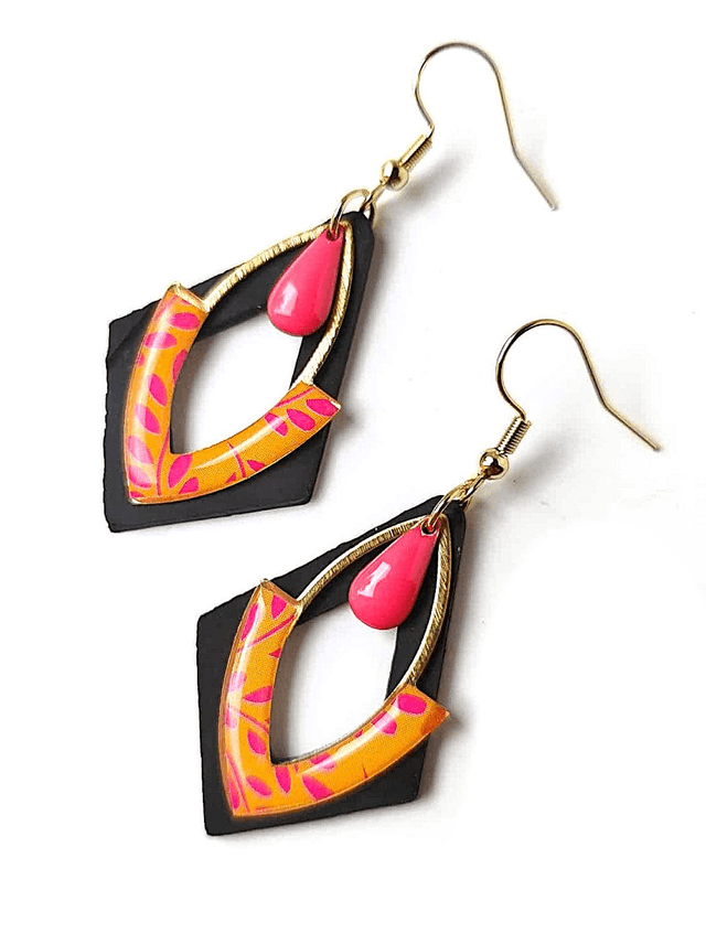 Boucles d'oreilles Upcyclées en Chambre à Air et Papier Recyclés - Flashy