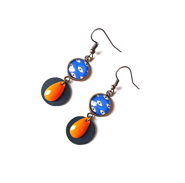 Boucles d'oreilles Upcyclées en Chambre à air & Papier Recyclés - Œil 