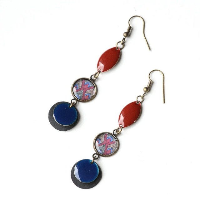 Boucles d'Oreilles  Upcyclées en Chambre à air et Papier Recyclés - Wax