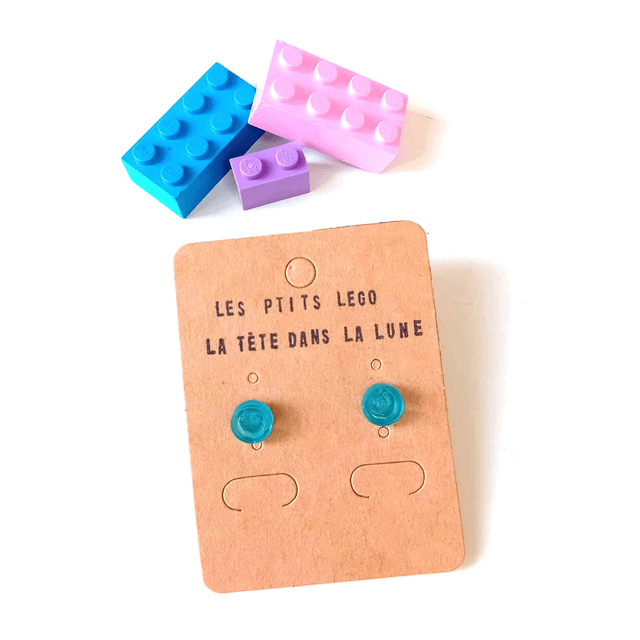 Puces "Les P'tits Lego" - Turquoise - Pièces Artisanales