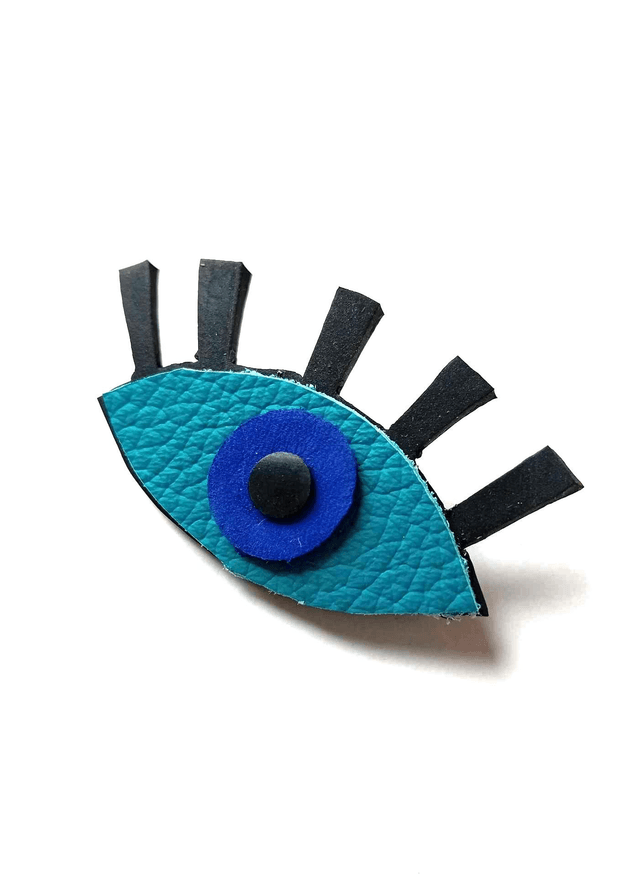 Broche en chute de CUIR et CHAMBRE à AIR de tracteur - Œil Turque- Pièce Artisanale et Unique 