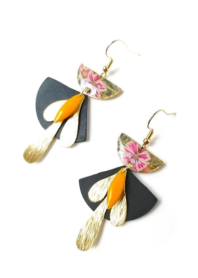 Boucles d'oreilles Upcyclées en Chambre à Air et Papier Recyclés - Bohèmes