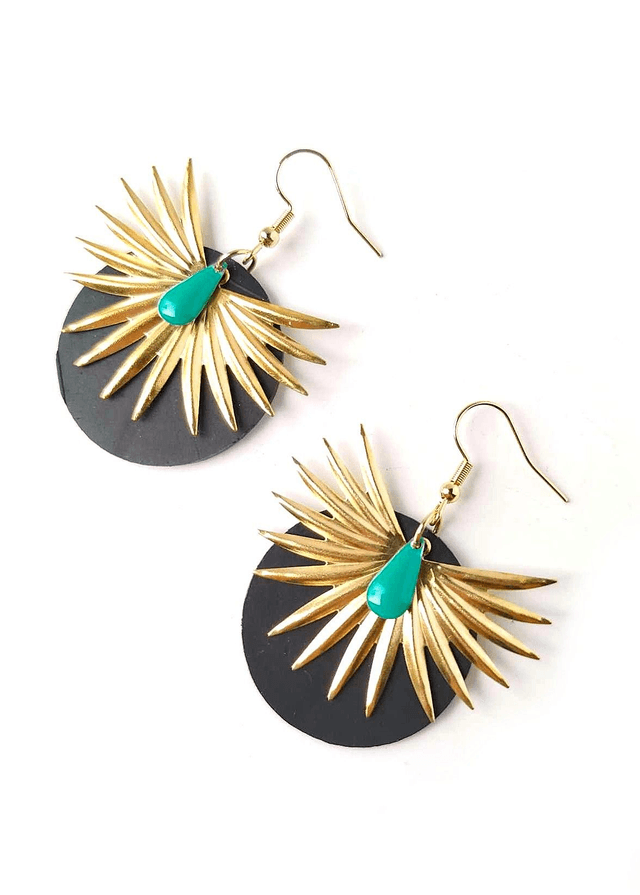 Boucles d'Oreilles Asymétriques Upcyclées  en Chambre à air Recyclée - Solaires