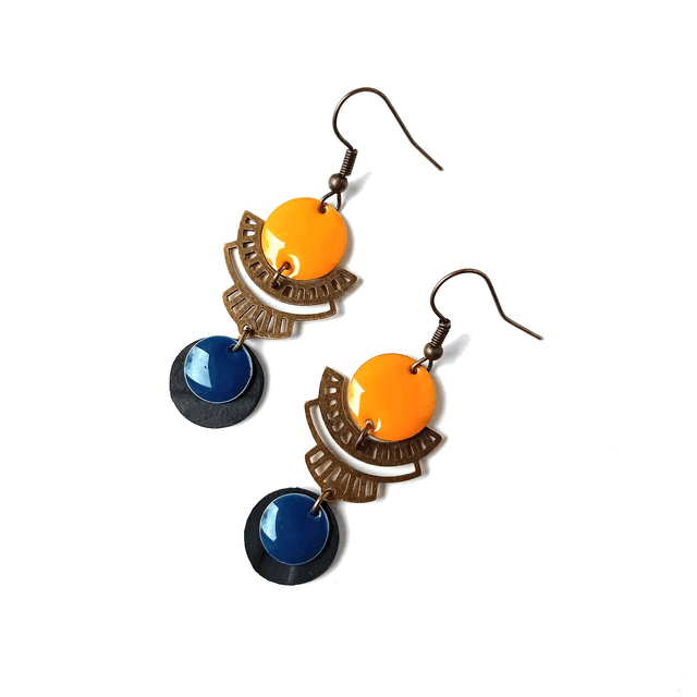 Boucles d'Oreilles Upcyclées en Chambre à air Recyclée - Aztèques 