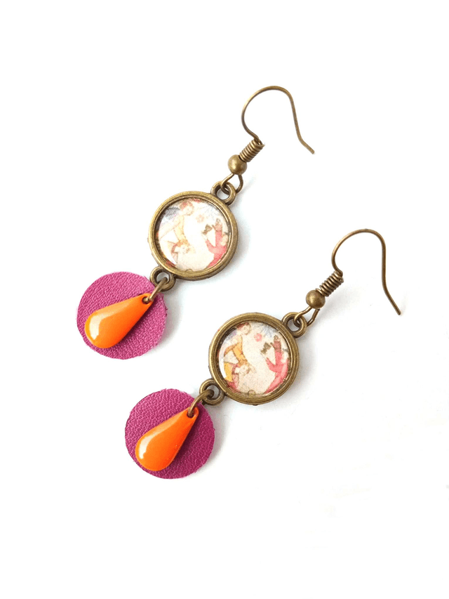 BO Médiévales Cabochon Tapisserie- CUIR et PAPIER RECYCLÉS - Pièces Artisanales et Uniques