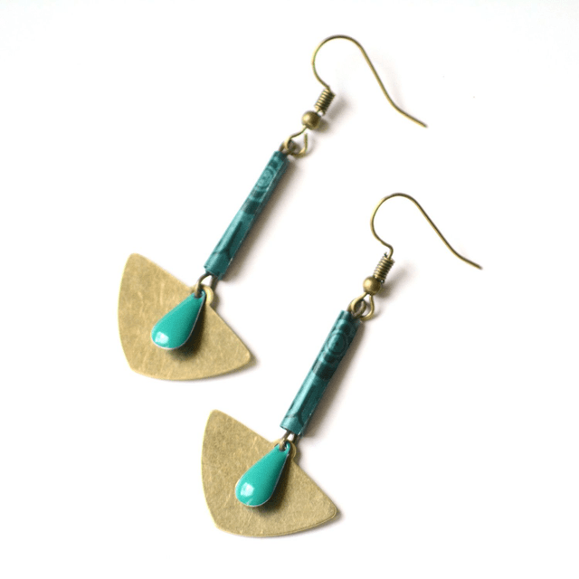 Boucles d'Oreilles en Aluminium Recyclé - Vert - Pièces Artisanales et Uniques