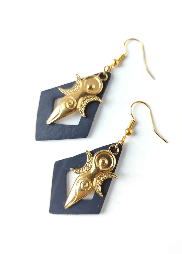 Boucles d'Oreilles Upcyclées en Chambre à Air et Acier Inoxydable Doré - Féminin sacré