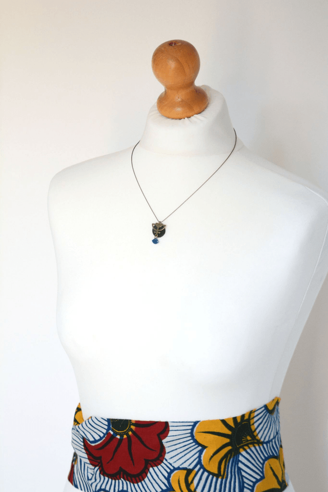 Collier en pendentif en CHAMBRE à AIR RECYCLÉE - Turquoise - Pièce Unique 