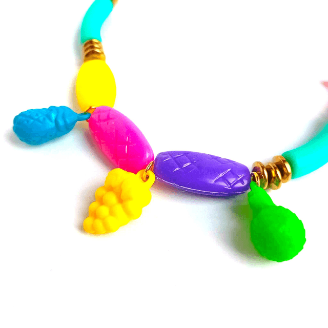 Collier 90's Flashy éco-responsable - PERLES vintage RECYCLÉES années 90 - Multicolore - Pièce Unique