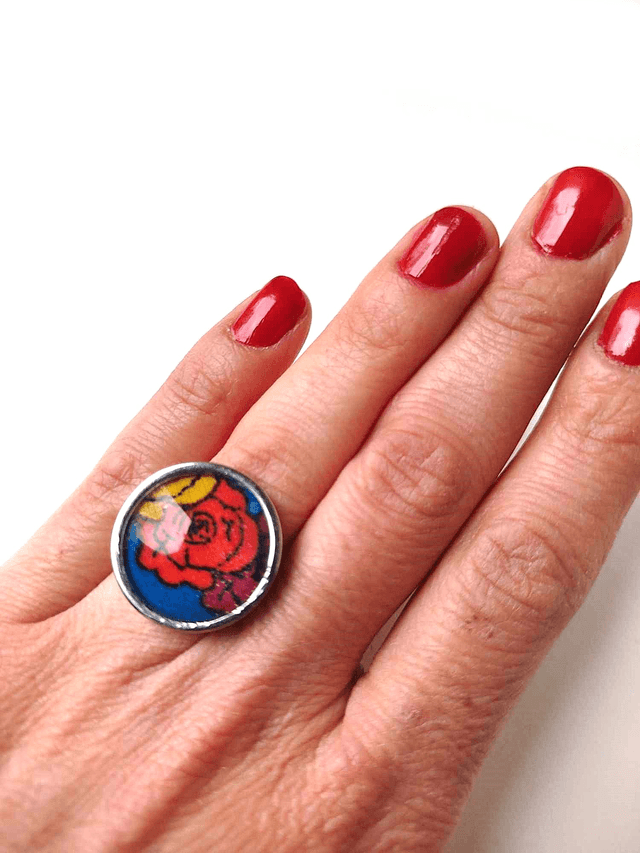 Bague Upcyclée Chute de Tissu Recyclée - Roses