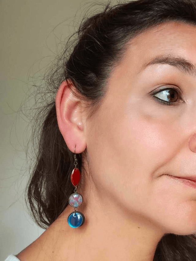 Boucles d'Oreilles  Upcyclées en Chambre à air et Papier Recyclés - Wax