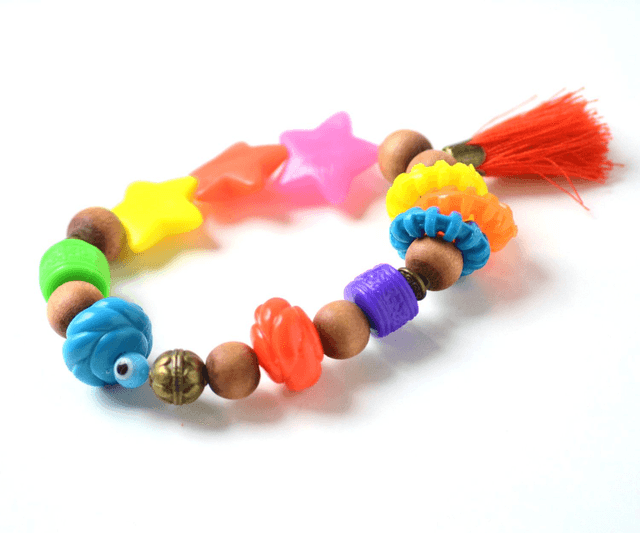 Bracelet fluo - PERLES RECYCLÉES - Multicolore - Pièce Unique