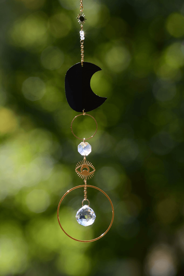Attrape Soleil d'intérieur Upcyclé - OEIL Protecteur - Chambre à Air Valorisée & Perles Recyclées - Pièce Unique