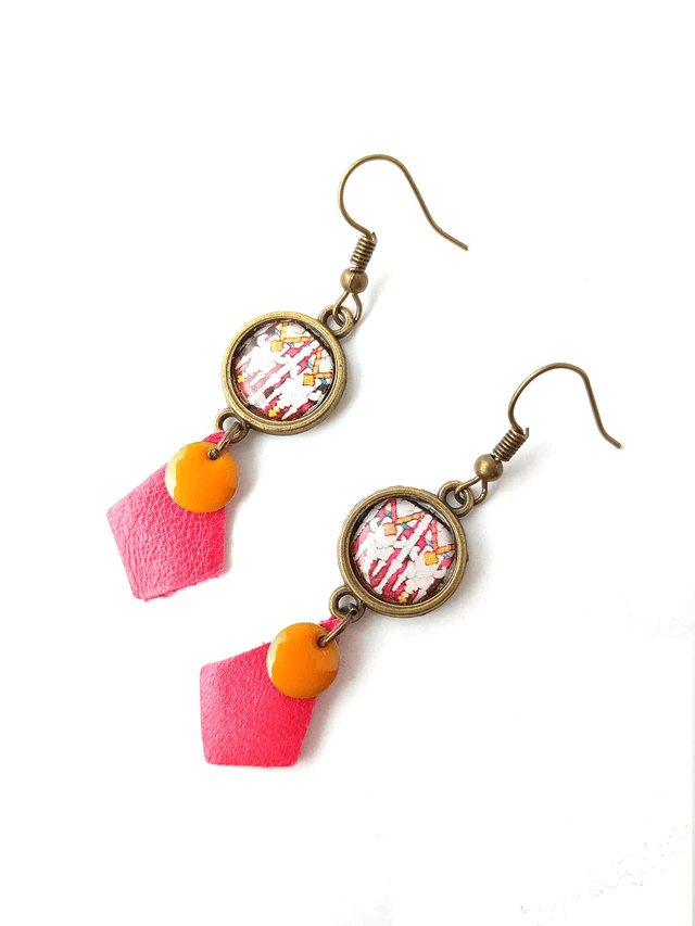 BO Médiévales Cabochon Vitraux- CUIR et PAPIER RECYCLÉS - Pièces Artisanales et Uniques