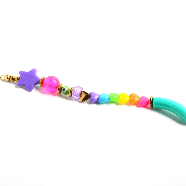 Bracelet 90's Flashy éco-responsable - PERLES vintage RECYCLÉES années 90 - Multicolore - Pièce Unique (1)