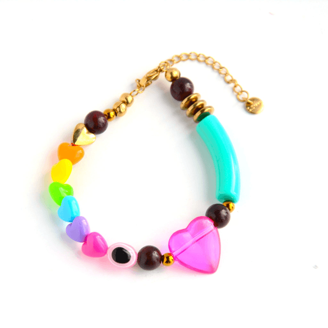 Bracelet 90's Flashy éco-responsable - PERLES vintage RECYCLÉES années 90 - Multicolore - Pièce Unique
