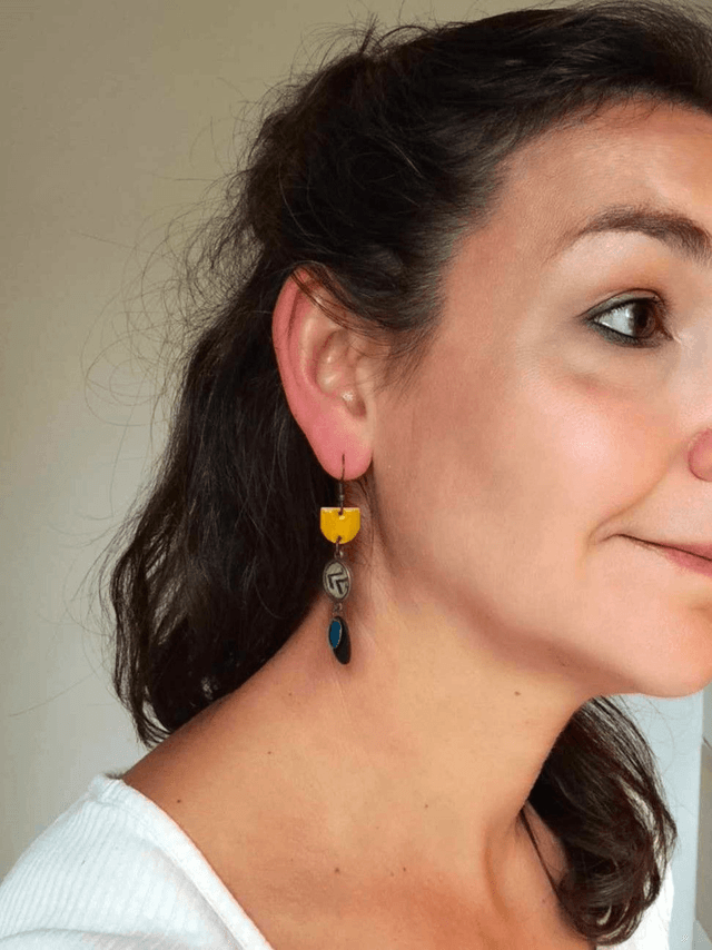 Boucles d'Oreilles Upcyclées en Chambre à air et Papier Recyclés - Ethniques