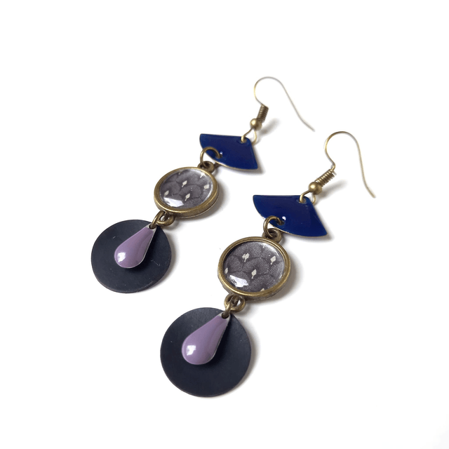Boucles d'Oreilles Upcyclées en Chambre à Air & Papier Recyclés - Ethniques