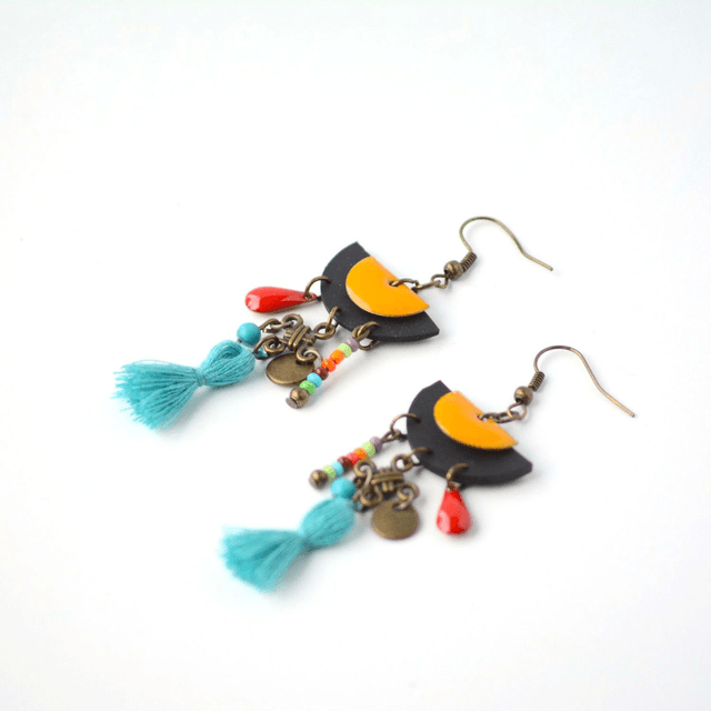 Boucles d'Oreilles Upcyclées en Chambre à air Recyclée - Ethniques