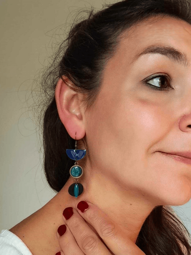 Boucles d'Oreilles Upcyclées en Chambre à Air et Papier Recyclés - Jungle
