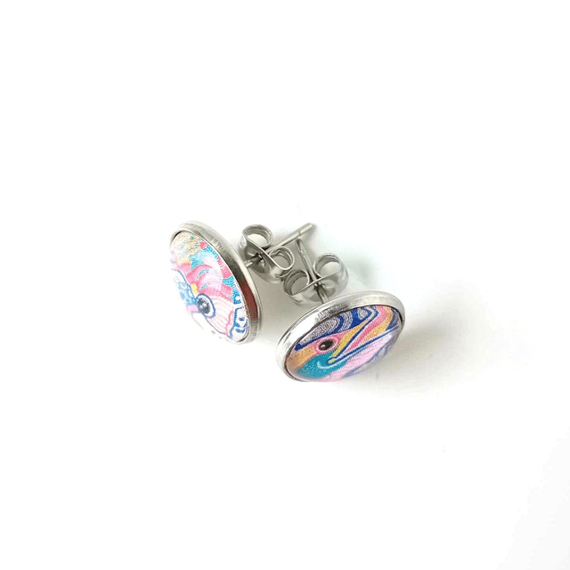 Puces d'oreilles en PAPIER recyclé - Poissons - Pièces Artisanales et Uniques 